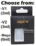 Aspire Atlantis series replacement Pyrex Glass, 3 sizes