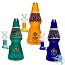 8” Stoned Glass Water Pipe American Honeycomb Rocket Design With Disc Perc Assorted