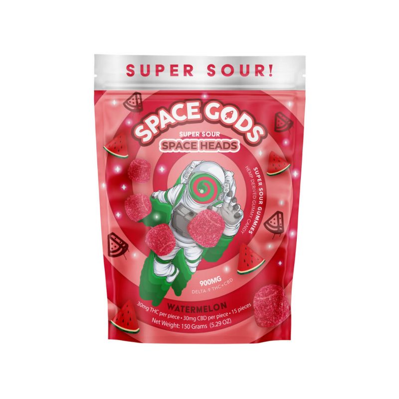 Space Gods Super Sour Space Head Delta 9 Gummies 15 Count